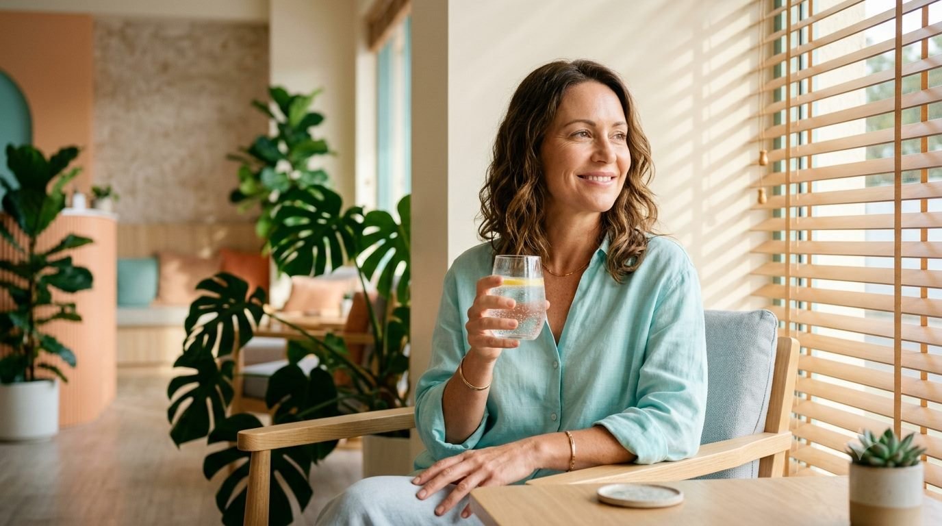 A guest relaxing in a calm H2 Clinic robe