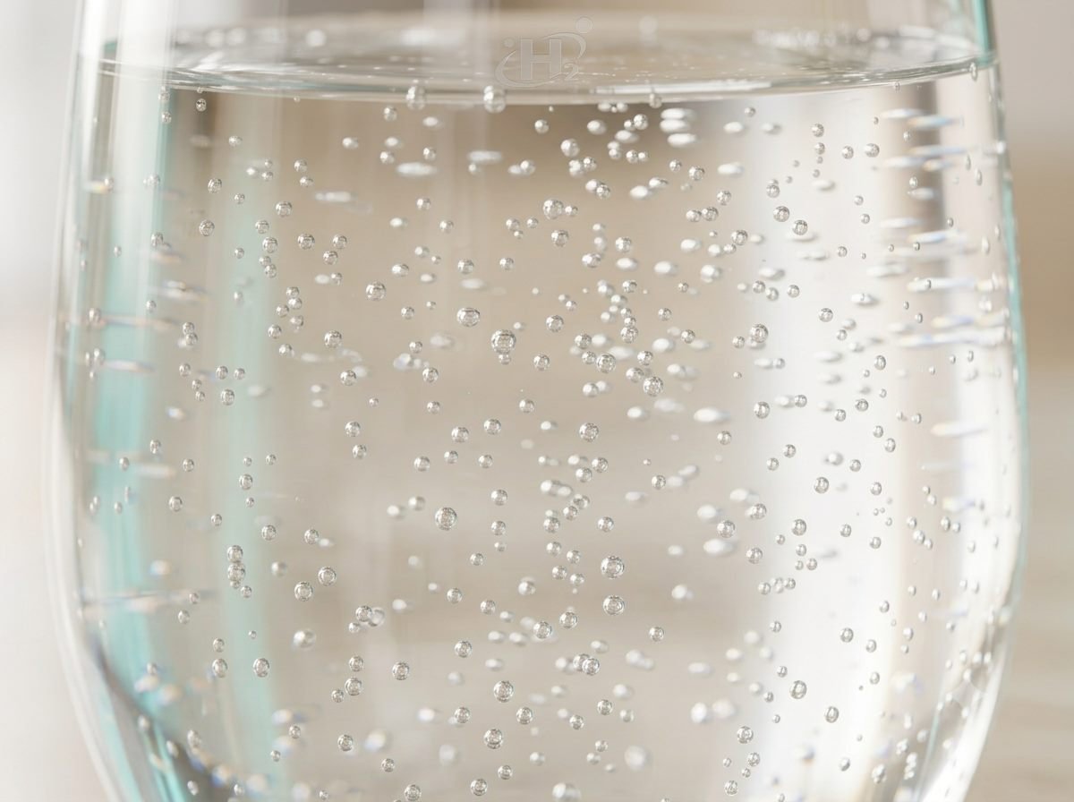 A glass of fresh hydrogen water